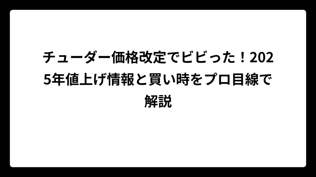 チューダー価格改定でビビった！2025年値上げ情報と買い時をプロ目線で解説