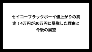 セイコーブラックボーイ値上がりの真実！4万円が30万円に暴騰した理由と今後の展望