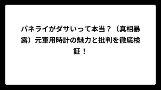 パネライがダサいって本当？（真相暴露）元軍用時計の魅力と批判を徹底検証！