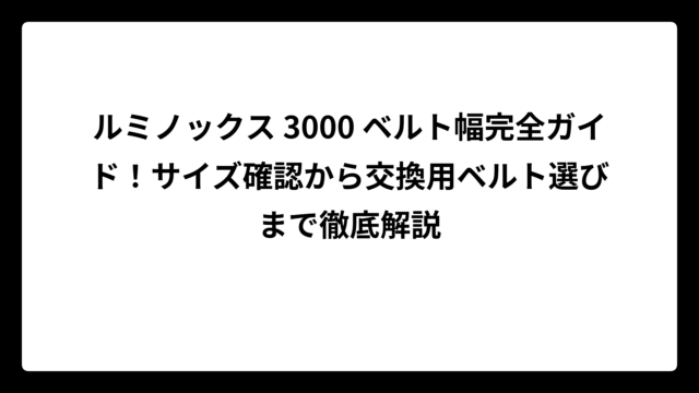 ルミノックス 3000 ベルト幅完全ガイド！サイズ確認から交換用ベルト選びまで徹底解説