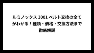 ルミノックス 3001 ベルト交換の全てがわかる！種類・価格・交換方法まで徹底解説