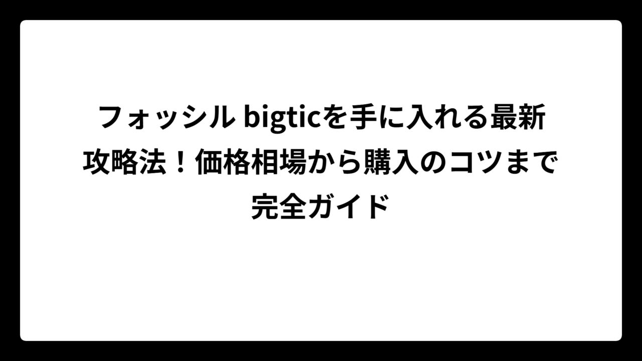 フォッシル bigticを手に入れる最新攻略法！価格相場から購入のコツまで完全ガイド